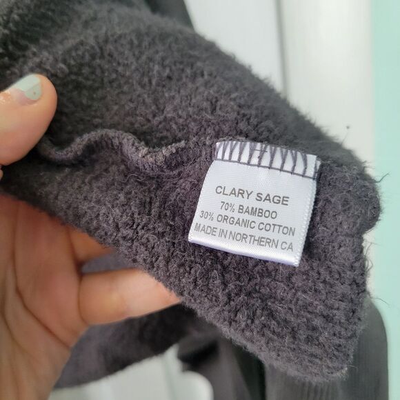Clary Sage Organics Bamboo Organic Cotton Gray Wrap Cardigan Sweater Size L Snap - Picture 8 of 8